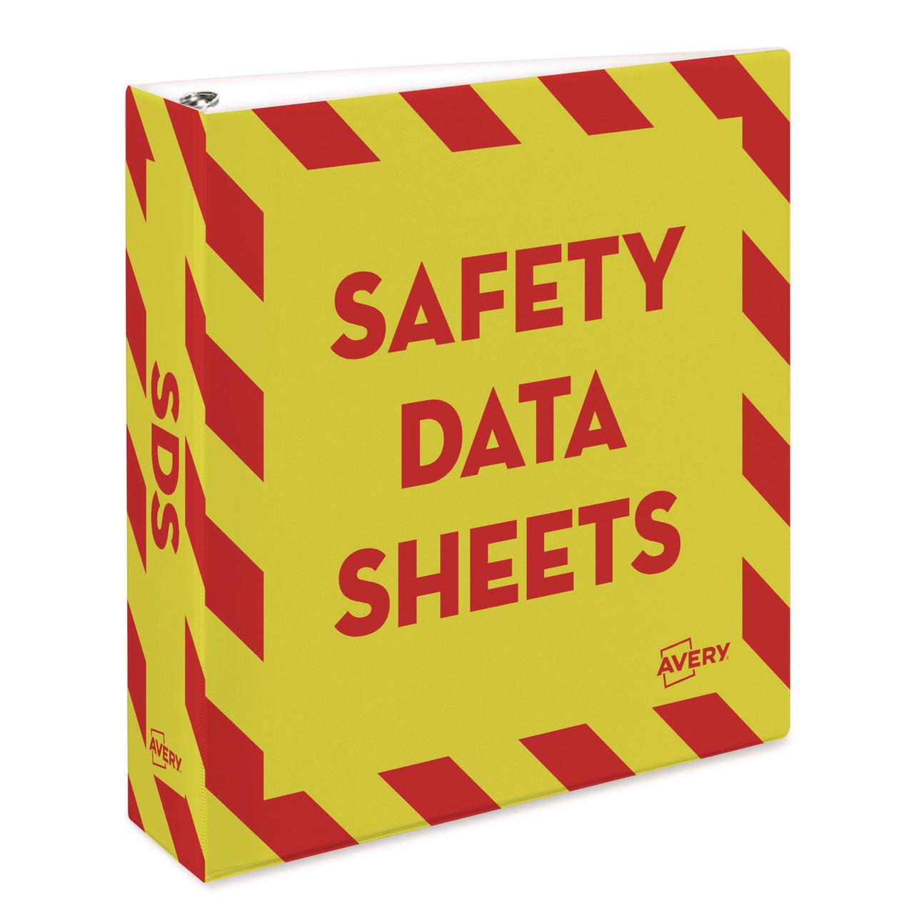 Avery Heavy-Duty Industrial SDS Binder, 2" One-Touch Rings, 540-Sheet Capacity, Yellow/Red Border (18951)