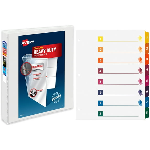 Avery Heavy-Duty Reference EZD View Binders and Sparco Table of Contents Index Dividers Bundle