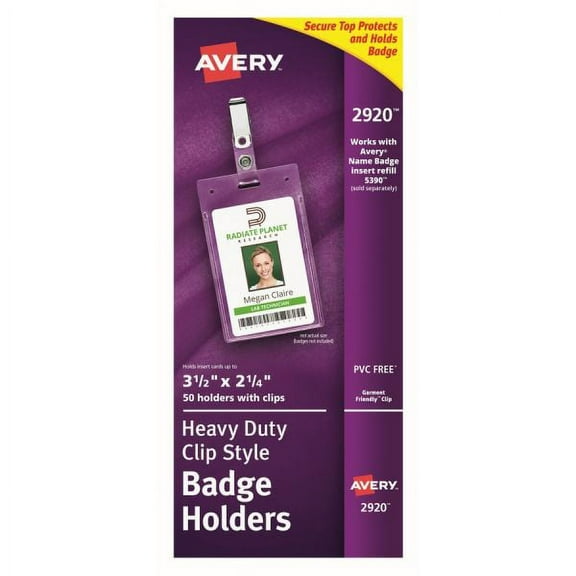 Avery Heavy-Duty Secure Top Clip-Style Badge Holders