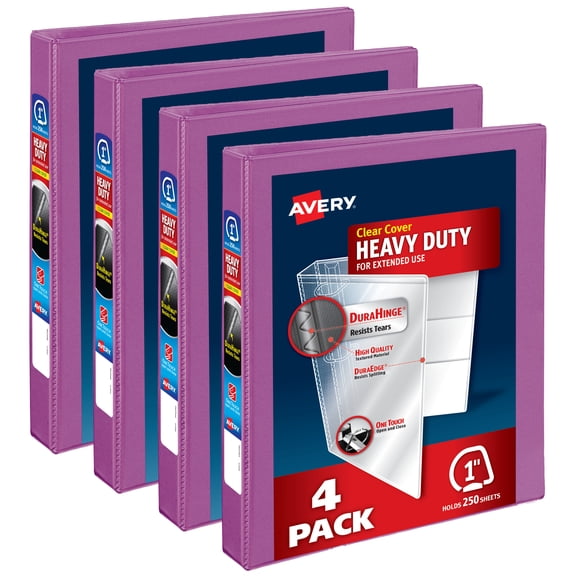Avery Heavy-Duty View 1" 3 Ring Binders, Orchid (4-Pack of 46060)