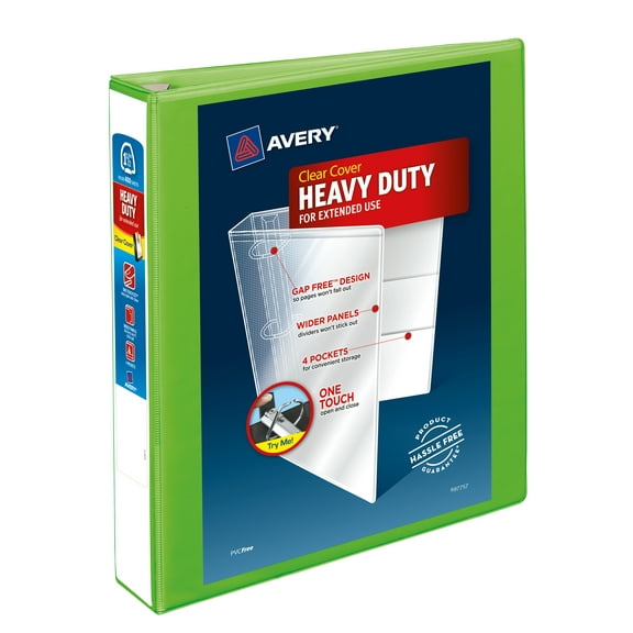 Avery Heavy-Duty View 3 Ring Binder, 1.5" EZD Rings, Chartreuse
