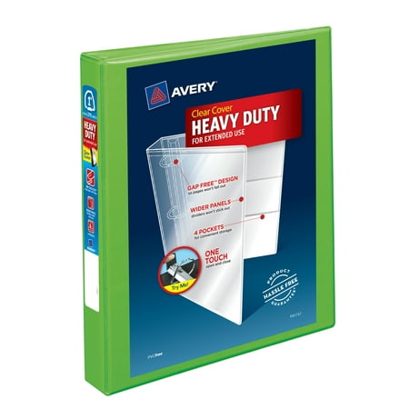 Avery Heavy-Duty View 3 Ring Binder, 1" EZD Rings, Chartreuse