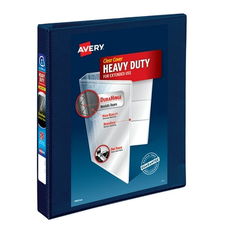 Avery - Heavy Duty 1" 3-Ring View Binders, One Touch EZD Ring - Navy Blue