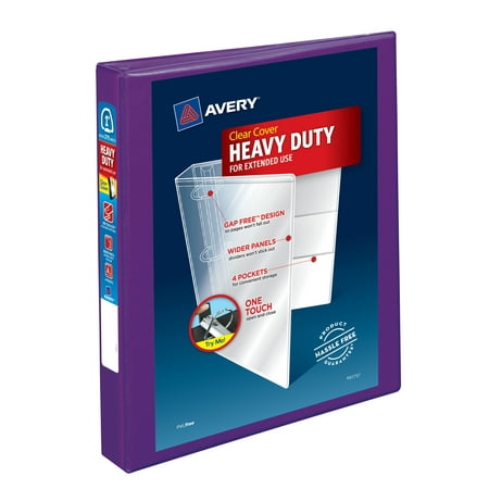 Avery Heavy-Duty View 3 Ring Binder, 1" One Touch EZD Rings, Purple