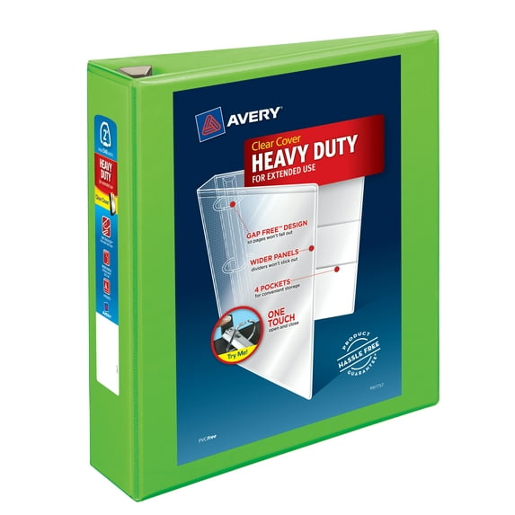 Avery Heavy-Duty View 3 Ring Binder, 2" EZD Rings, Chartreuse