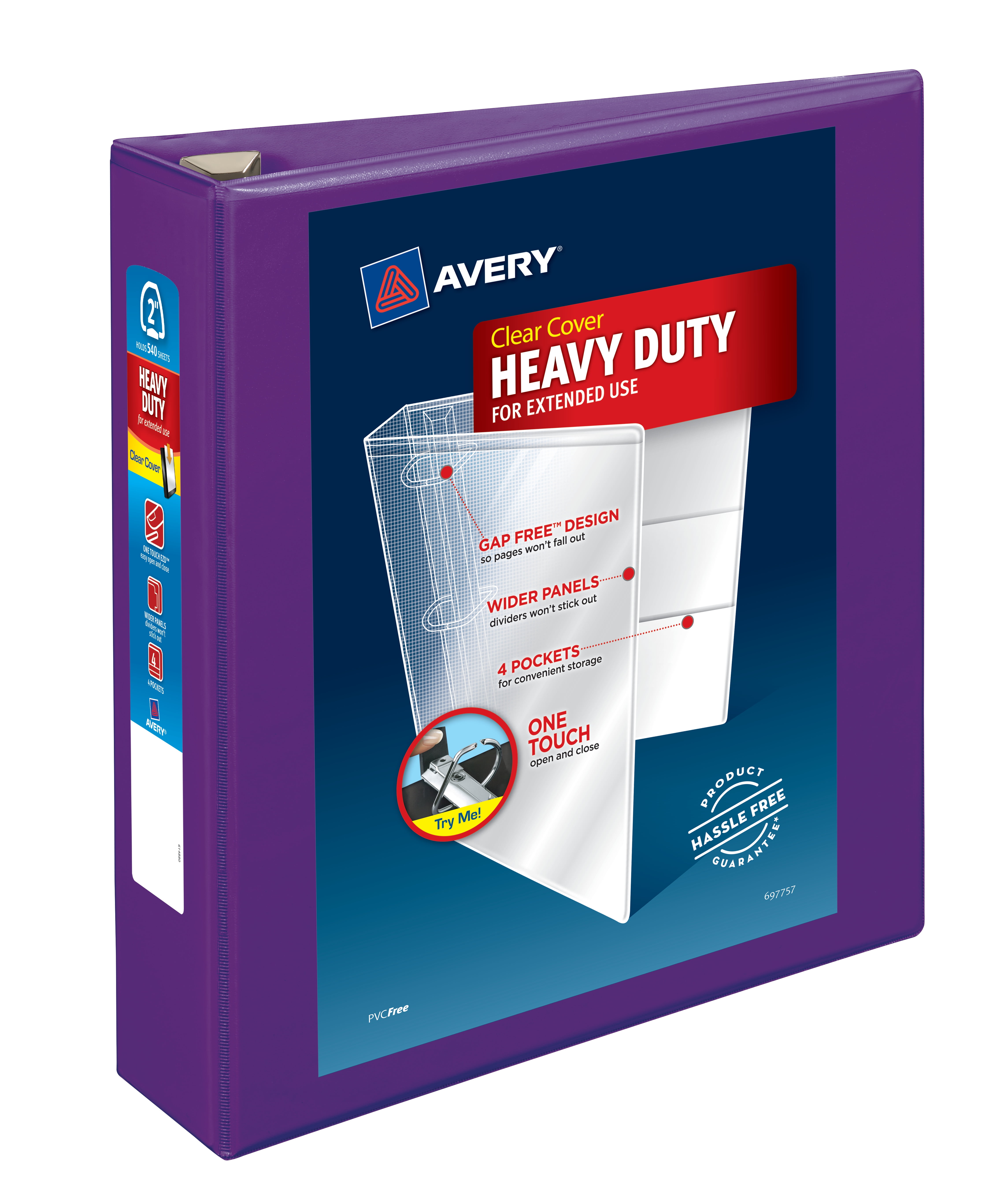 Avery Heavy-Duty View 3 Ring Binder, 2" One Touch EZD Rings, Purple