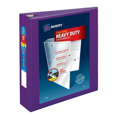 Avery - Heavy Duty 2" 3-Ring View Binders, One Touch EZD Ring - Purple