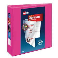 Avery Heavy Duty View 3 Ring Binder, 3" One Touch EZD Ring, Holds 670-Sheets 8.5" x 11" Paper, 1 Pink Binder (79484)