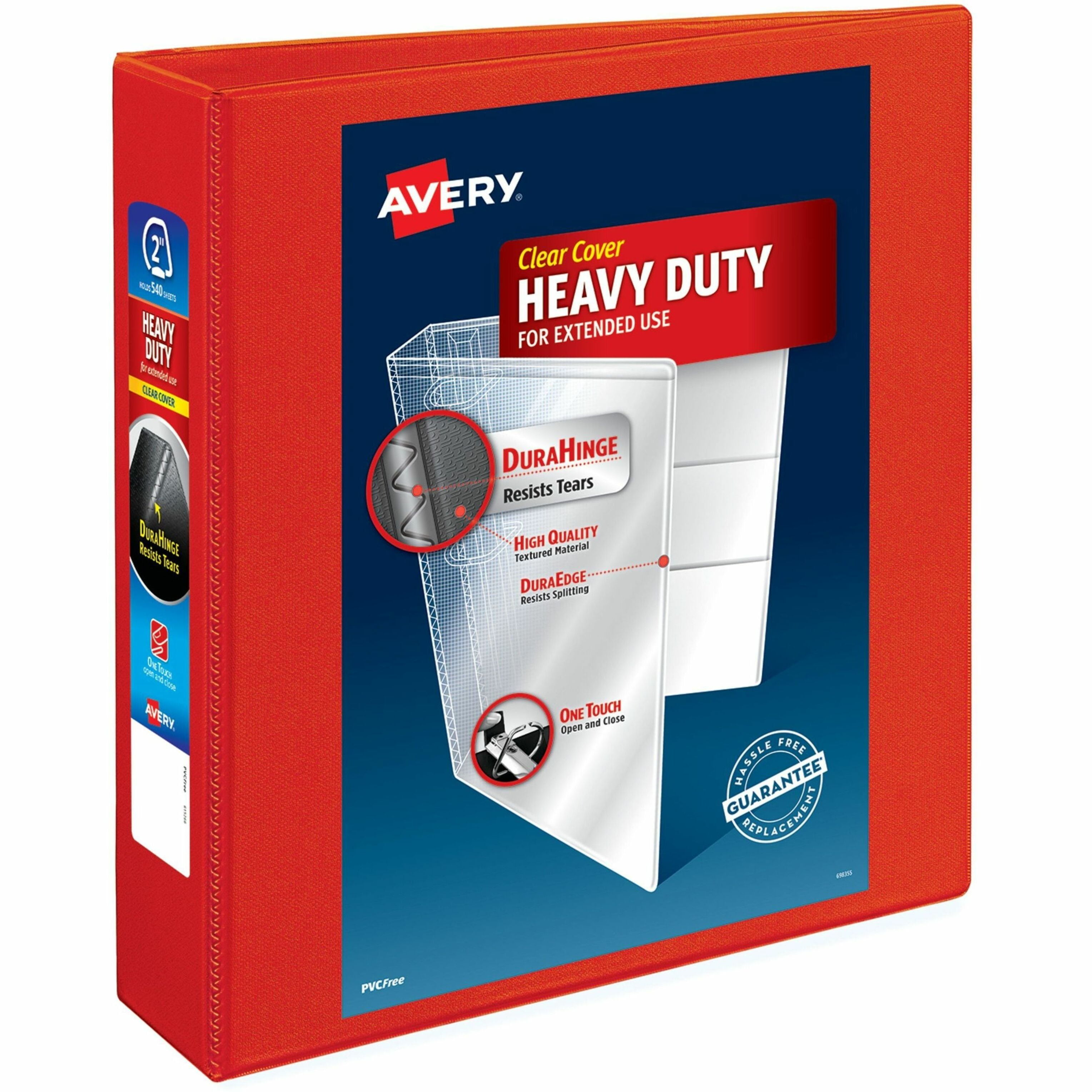 AVERY G Avery Heavy-Duty View 3 Ring Binder, 2" One Touch EZD Rings, Red