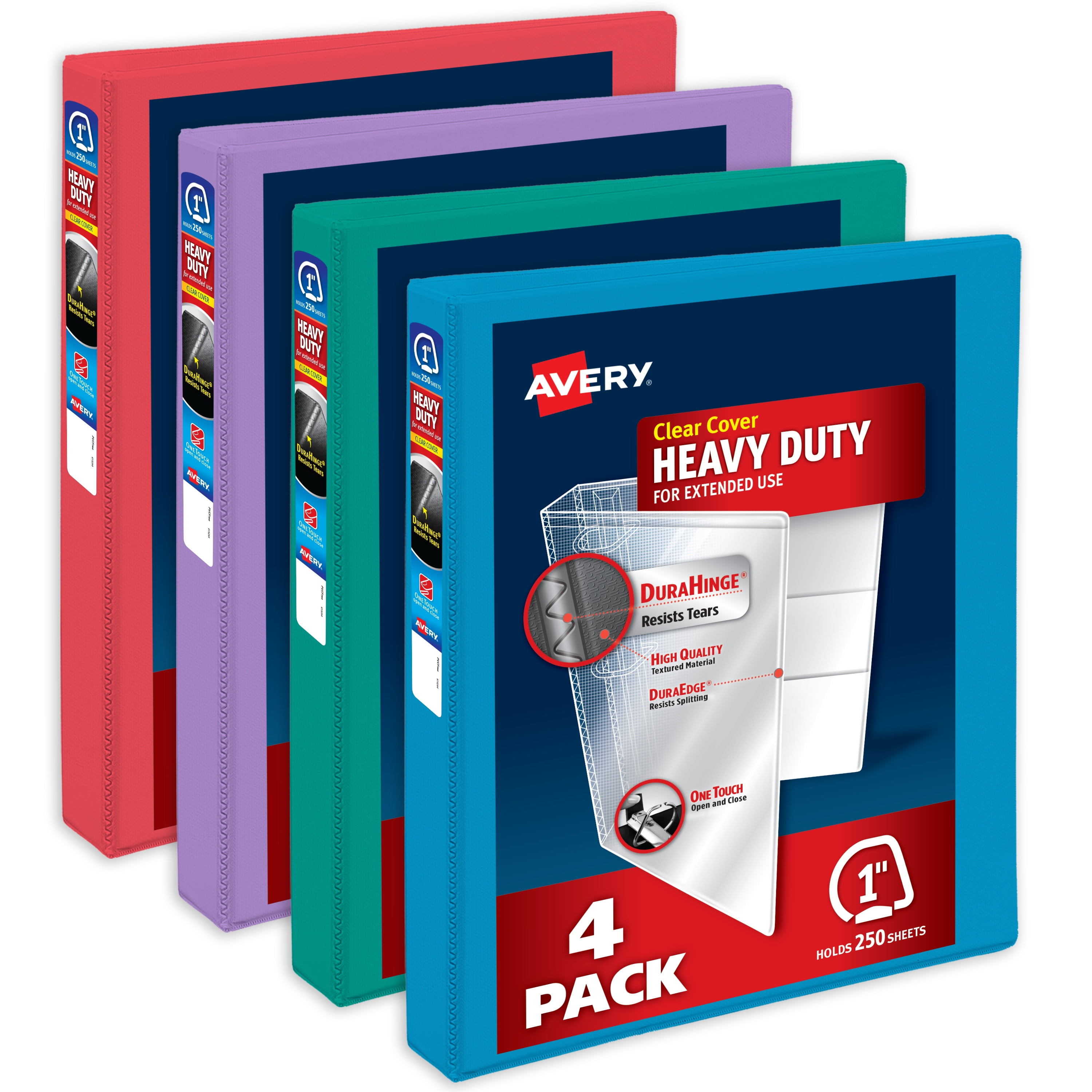 Avery Heavy-Duty View 3 Ring Binders, 1 inch One Touch Slant Rings, 250 ...