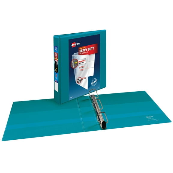 Avery Heavy Duty View Binder, 1.5", Teal, Slant Ring, One-Touch, 375 Sheet Capacity, 1 Binder