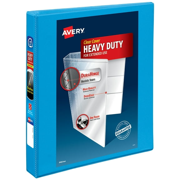 Avery Heavy-Duty View Binder, 1" One Touch Slant Rings, Light Blue