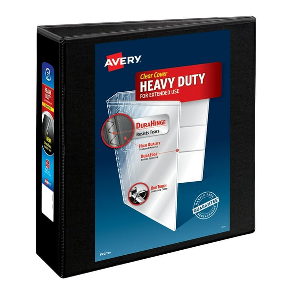 Avery Heavy-Duty View Binder, 3" One Touch Slant Rings, 1 Black