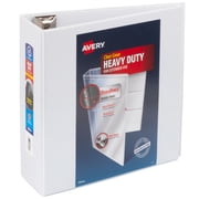 Avery Heavy Duty View Binder, 4", White, Slant Ring, One-Touch, 760 Sheet Capacity, 1 Binder
