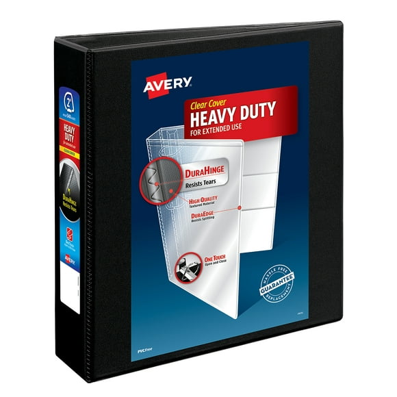 Avery Heavy Duty View Binder, Black, 2-inch, Slant Ring, One-Touch, 530 Sheets (79390)