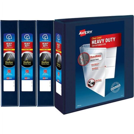 Avery Heavy-Duty View Binder with DuraHinge and One Touch EZD Rings, 3 Rings, 2 - 4 Pack, Each