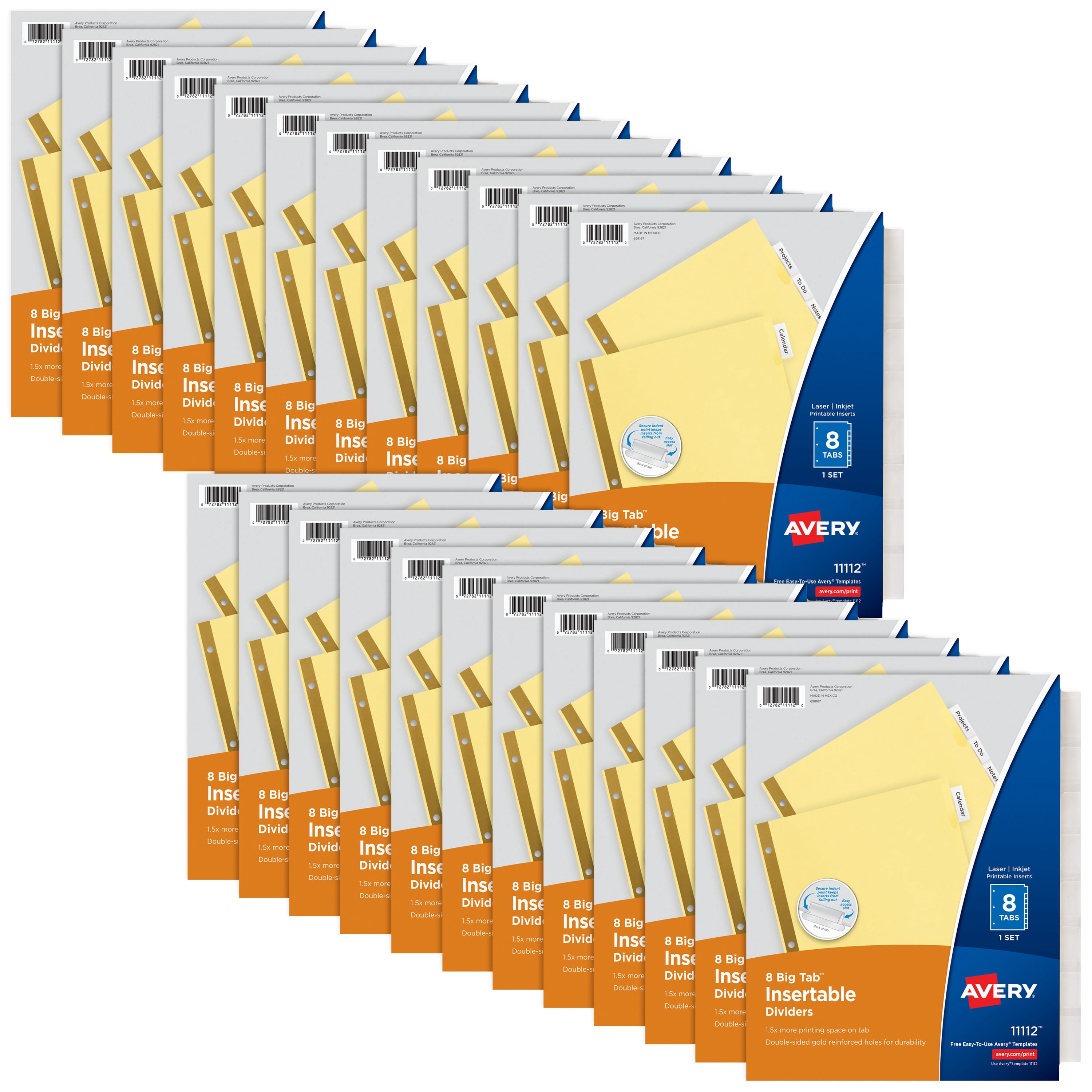 Avery Heavy-Duty View Binder with EZD Ring, Black, 3" with Avery WorkSaver Insertable Tab Index Dividers, 8-Tab, Clear, 24-Pack Bundle