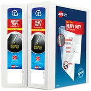Avery Heavy-Duty View Binders, 3" Slant Rings, 2 White Binders