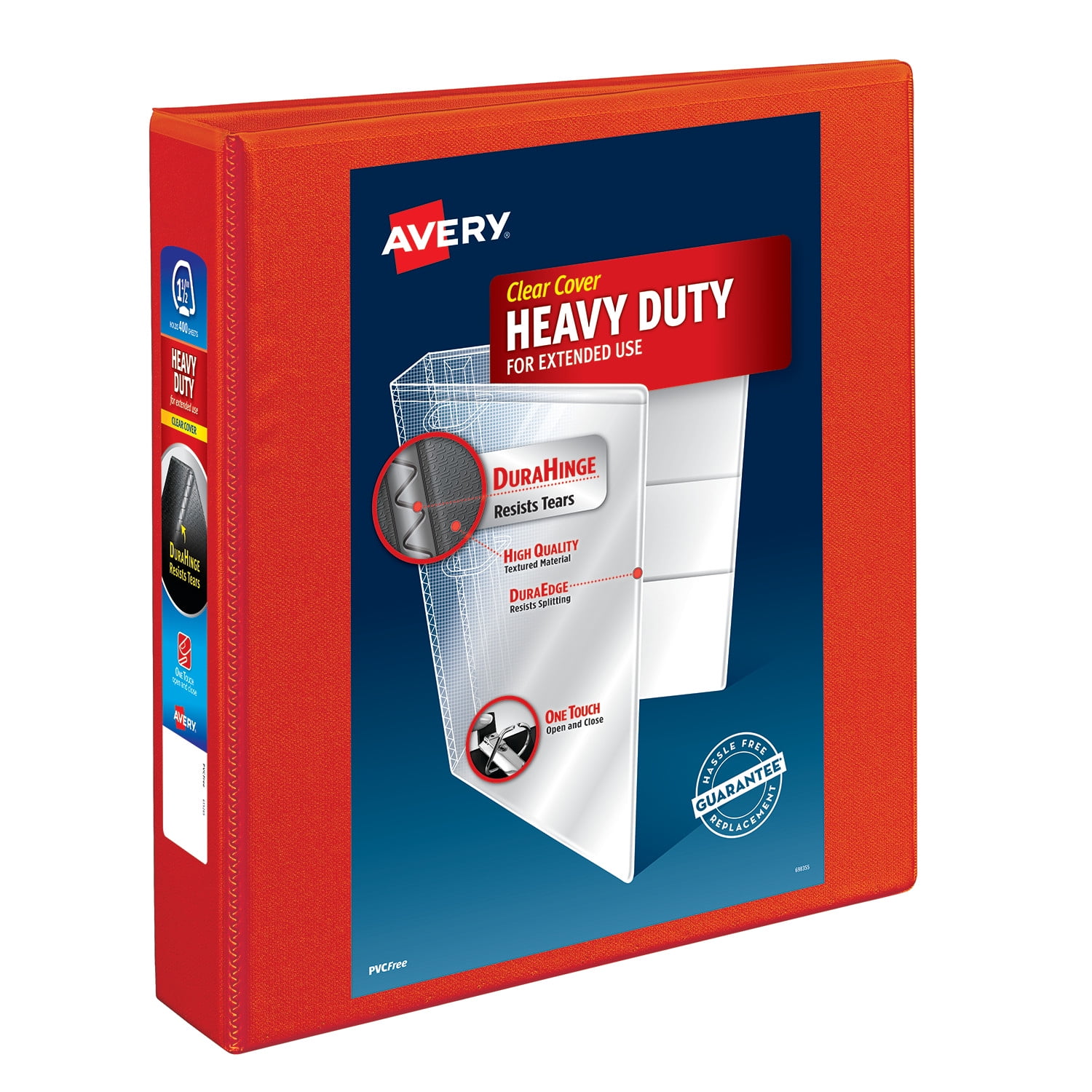 Notebok Ring Avery Heavy Duty View Binder, 1.5 inch Slant Ring, Red, 375 Sheet ...