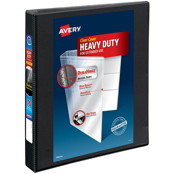 Avery Heavy Duty View Letter Size 1" One-Touch Slant Ring Binder, Black