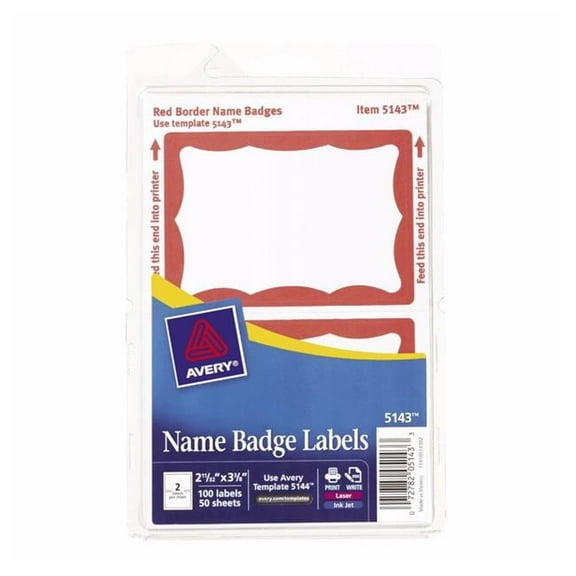 Avery Hello Name Badge Label, Red