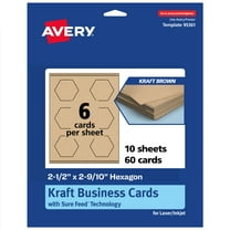Avery Hexagon Business Cards, 2-1/2" x 2-9/10", Kraft Brown, 60 Total