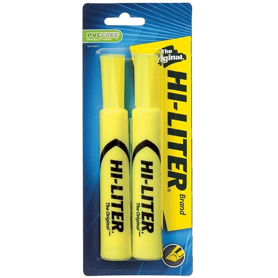 Avery Hi-Liter Desk Style Highlighter, Chisel Point, Yellow 2 ea (Pack of 4)