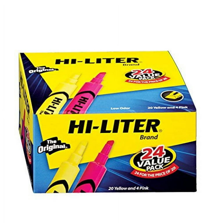 HI-LITER Desk-Style Highlighter Value Pack, Assorted Ink Colors, Chisel Tip, Assorted Barrel Colors, 24/Pack