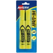 Avery Hi-Liter Desk-Style Highlighters, SmearSafe, Yellow, 2 Pack