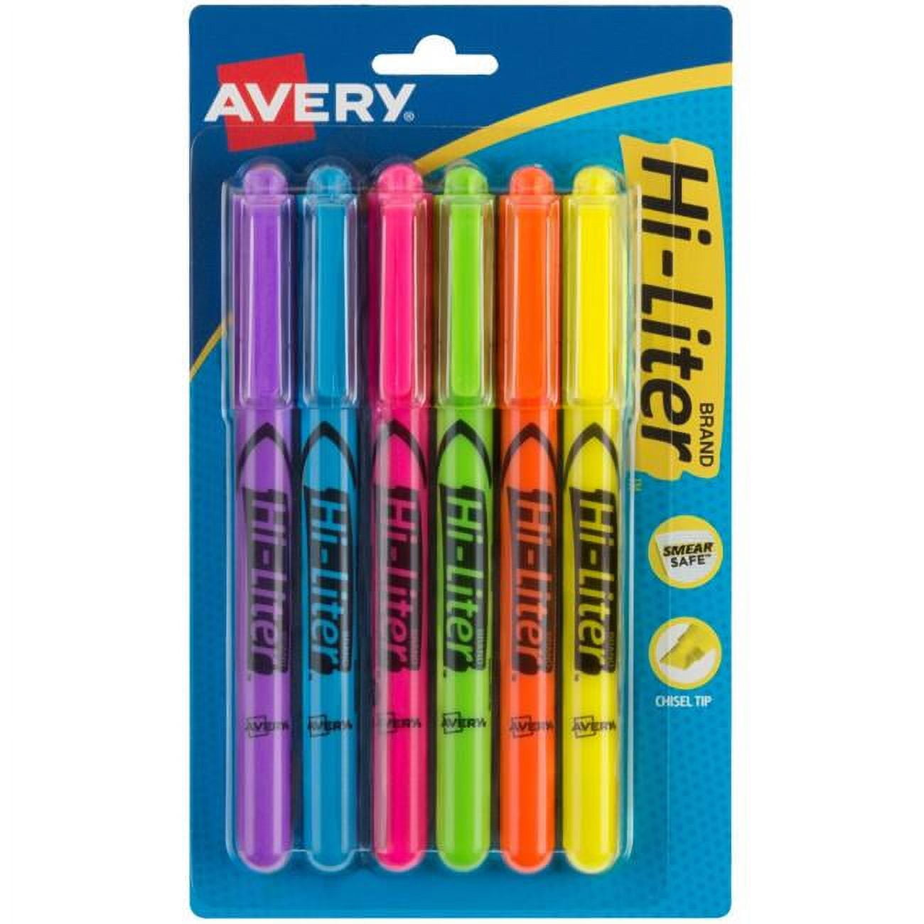 Avery Hi-Liter Pen-Style Highlighters 6/Pkg-Assorted Colors