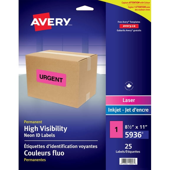 Avery-Dennison 5936 Neon Shipping Label44; Magenta