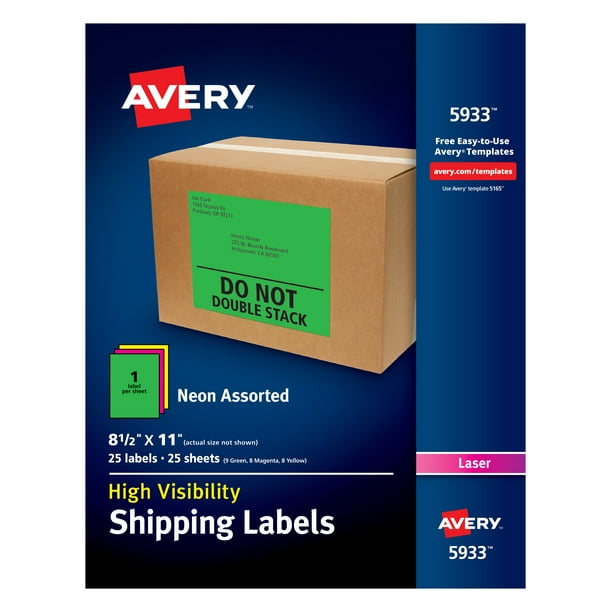 Avery HighVisibility Shipping Labels, 81/2" x 11", 25 Labels (5933