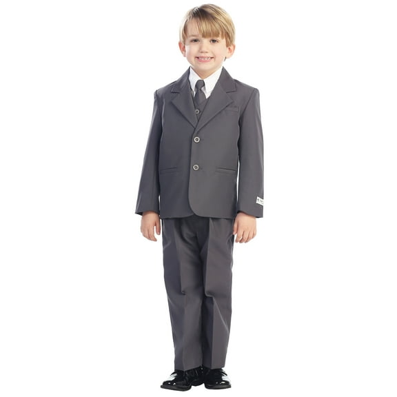 Avery Hill 5-Piece Boy's 2-Button Dress Suit Set - Black, Charcoal, Navy, Brown