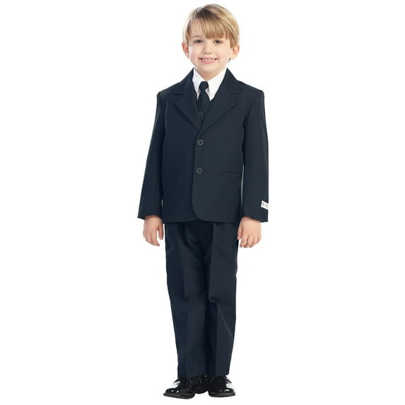 Avery Hill 5-Piece Boy's 2-Button Dress Suit Set - Black, Charcoal, Navy, Brown