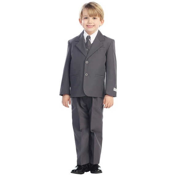 Avery Hill 5-Piece Boy's 2-Button Dress Suit Set - Black, Charcoal, Navy, Brown