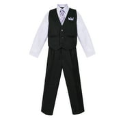 AVERY HILL Boys 4 Piece Pinstripe Vest Set (Toddler, Little Boys, Big Boys)