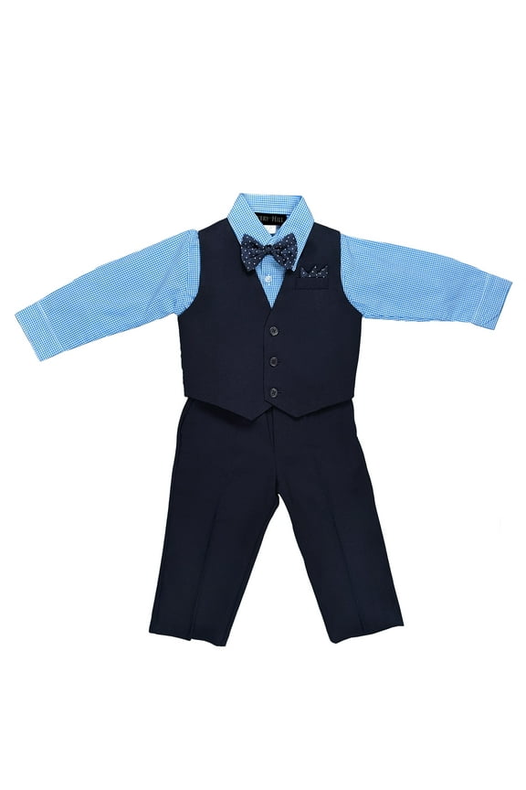 Boys' 4 Piece Vest Bowtie Colored Shirt Set (Baby, Toddler, Little & Big Boys)