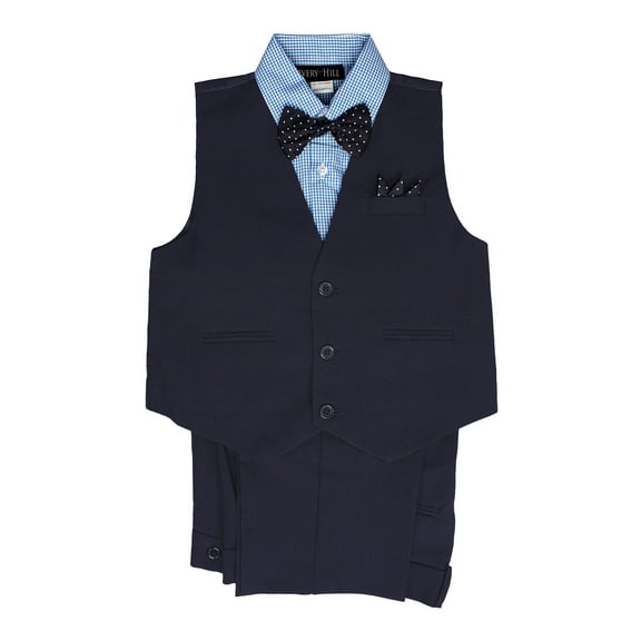 Avery Hill Boys' 4 Piece Vest Bowtie Colored Shirt Set (Baby, Toddler, Little & Big Boys)