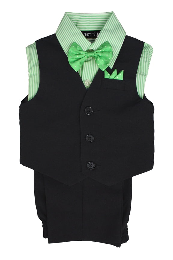 Boys' 4 Piece Vest Bowtie Colored Shirt Set (Baby, Toddler, Little & Big Boys)