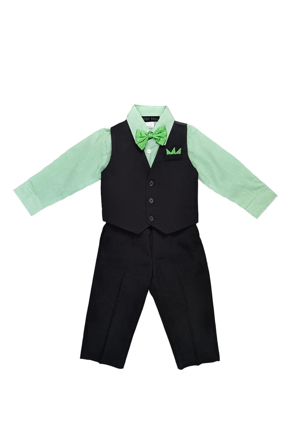 Boys' 4 Piece Vest Bowtie Colored Shirt Set (Baby, Toddler, Little & Big Boys)