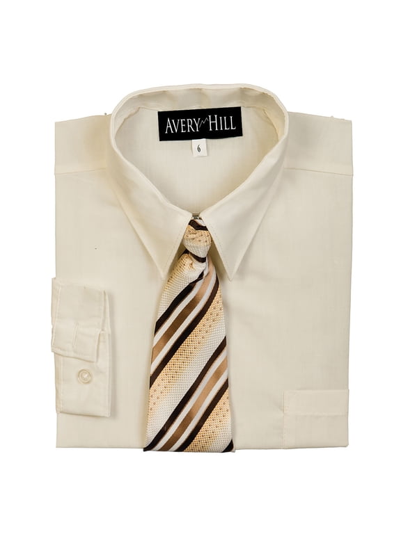 Boys Long Sleeve Dress Shirt with Windsor Tie