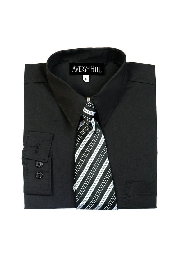 Boys Long Sleeve Dress Shirt with Windsor Tie