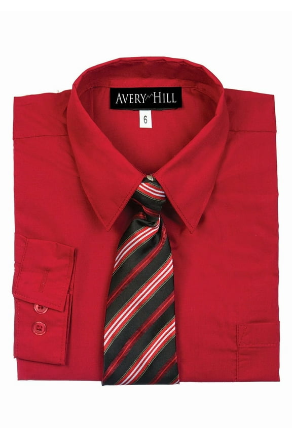 Boys Long Sleeve Dress Shirt with Windsor Tie