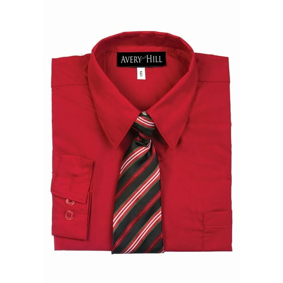 Avery Hill Boys Long Sleeve Dress Shirt with Windsor Tie