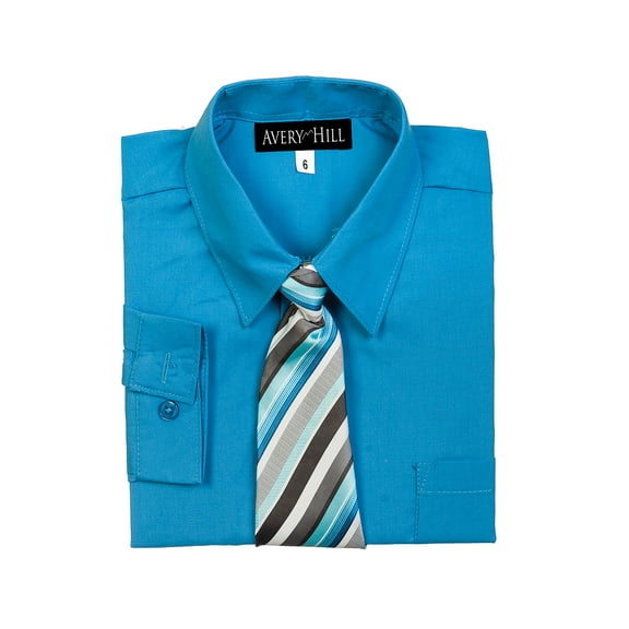 Avery Hill Boys Long Sleeve Dress Shirt with Windsor Tie