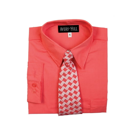 Avery Hill Boys Long Sleeve Dress Shirt with Windsor Tie