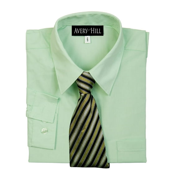 Avery Hill Boys Long Sleeve Dress Shirt with Windsor Tie