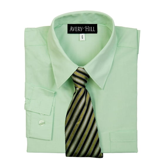 Avery Hill Boys Long Sleeve Dress Shirt with Windsor Tie