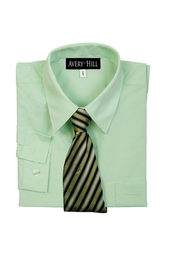 Boys Long Sleeve Dress Shirt with Windsor Tie