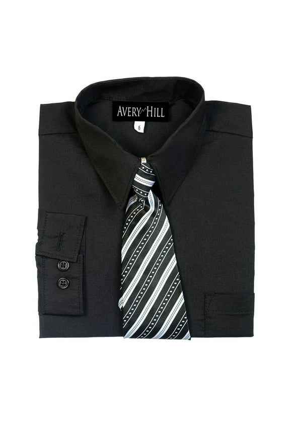 Boys Long Sleeve Dress Shirt with Windsor Tie